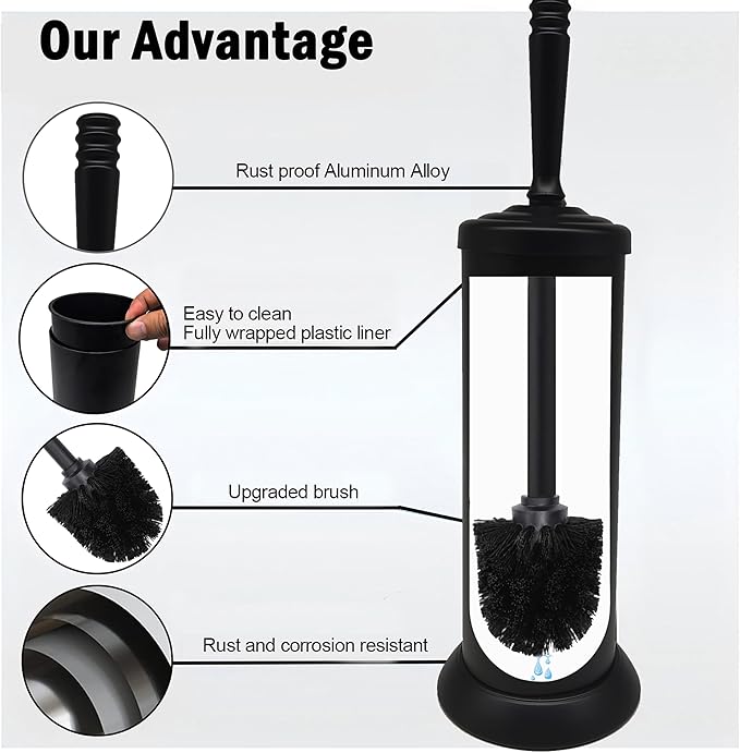 Matte BlackToilet Bowl Brush with Holder, Durable Bathroom Cleaning Tool, Modern Design for Easy Toilet Maintenance, Bathroom Cleaner Brush for Efficient Cleaning and Hygiene