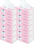 1800 Pulls Paper Facial Tissues,Powder Free,Lint Free,Super Soft 4-Ply 6.1"x6.9" w. Compact Pink Plastic Bag for Easy-to-Dispense,Drive Skin Ultra Soft