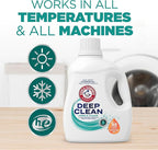 ARM & HAMMER Deep Clean Free & Clear Liquid Laundry Detergent, Free of Dyes, Perfumes and Phosphates, Suitable for Sensitive Skin, Dermatologist Tested, 102 Fl Oz, 68 Loads
