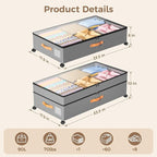 Under Bed Storage with Wheels, Large Capacity UnderBed Containers with Clear Lids, Shoe Organizer Under Bed Drawers, Rolling Under the Bed Storage for Clothes, Shoes, Blankets
