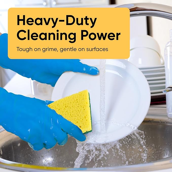 Scrubee Heavy Duty Scrub Sponge with Scouring Pad, Kitchen Dishwashing, Sink, Pot and Frying Pan Cellulose Scrubber Sponge Non Scratch 6"