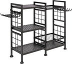 GIOTORENT 6 Tier Garden Tool Organizer, Garage Storage and Organization, Metal Yard Tools Storage Rack, Heavy Duty Garden Tool Organizer for Garage, Yard, Patio, Shed, Indoors and Outdoors, Black
