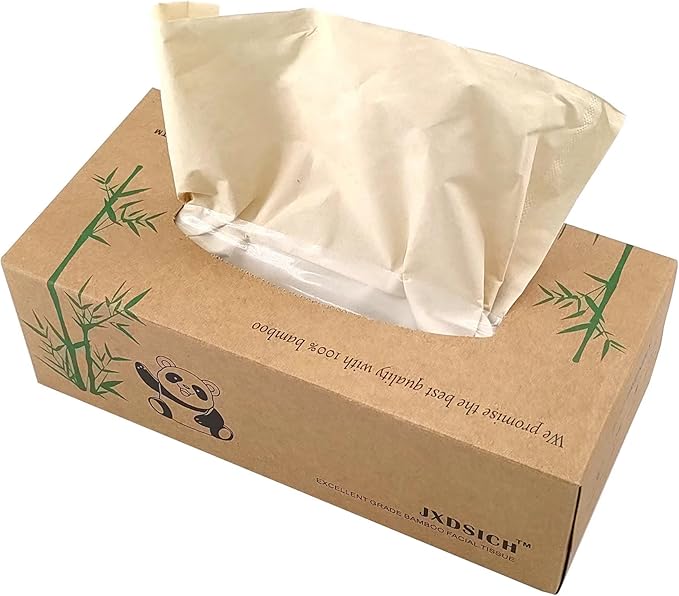 Bamboo Facial Tissues，soft nature bamboo facial tissue,100% virgin bamboo,Bulk carton of 8 boxes (100 Tissues per boxes,800 Tissues Total) | kraft paper Box, 3 Ply tissues
