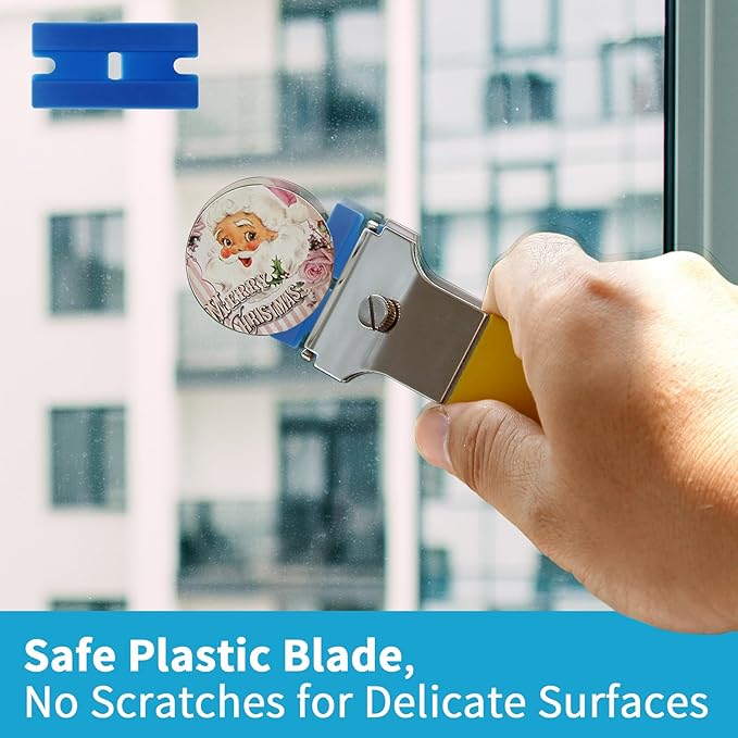 4 Pack Razor Blade Scraper, with 20 Metal & 20 Plastic Blades, Multi-Purpose Cleaning Remover Tool for Glass Caulk, Adhesive, Wall, Stovetop, Paint, Window, Sticker, Tile, Label Decals