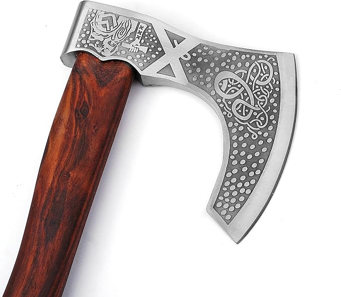 Armory Replicas - Hand Forged Tempered High Carbon Steel Battle Axe - Functional Two-Handed Bearded Viking Axe w/Genuine Leather Cover