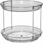 LAMU 2 Pack 2 Tier Lazy Susan Turntable Organizer 9.25'' Rotating Spice Rack Organization for Cabinet, Kitchen, Pantry, Countertop, Bathroom, Vanity, Medicine Cabinet Organizer, Grey