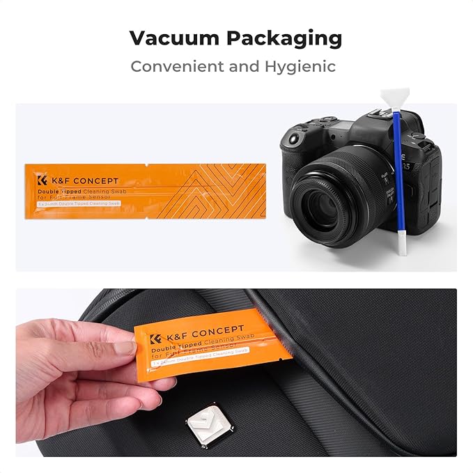K&F Concept 2-1 24mm Full Frame Sensor Cleaning Swab, Viewfinder Cleaning Swab, with 20ml Sensor Cleaner, DSLR Digital Camera CMOS and CCD Sensor Cleaning Swab Kits for Nikon Sony Canon Camera Clean