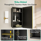 TokeShimi 36x24 Bathroom Mirror with Storage Beveled, Gold Recessed Medicine Cabinet with Mirror Aluminum, Surface Mounted Metal Medicine Cabinets for Bathroom Vanity Wall