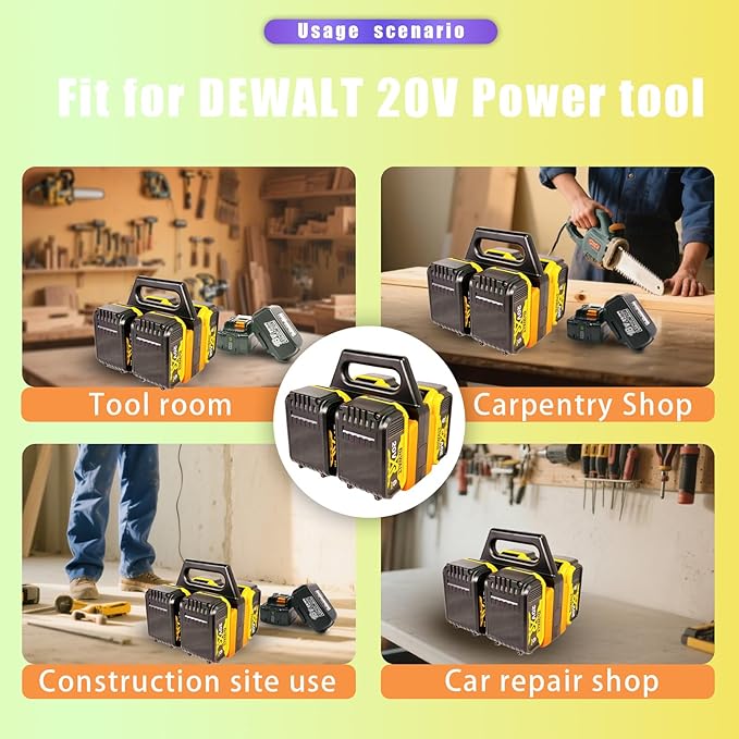 Battery Holder for Dewalt 20V &18V — 4-Slot Portable Battery Organizer for Tool Bags & Job Sites — Carry Multiple Batteries with Ease and Keep Them Ready for Use.