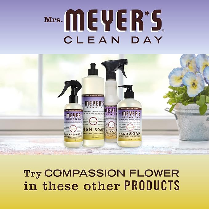 Mrs. MEYER'S CLEAN DAY Liquid Dish Soap, Biodegradable Formula, Compassion Flower, 16 fl. oz - Pack of 3