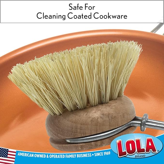 Lola Products Replacement Head for The Original Tampico Vegetable & Dish Brush, 1.75" Head, Birchwood & Poly Bristles, Reusable & Washable, 1 Pack