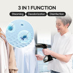 HubiCare Handheld Garment Steamer for Clothes - TurboSteam 1500W, 3 Steam Levels, 320ml Big Capacity, Strong Penetrating Steam, 20s Fast Heat-up, Steam Iron Fabric Wrinkle Remover with Brush