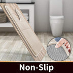Yimobra Memory Foam Toilet Bath Mat U-Shaped, Soft and Comfortable, Super Water Absorption, Non-Slip, Thick, Machine Wash and Easier to Dry for Bathroom Commode Contour Rug, 24 X 20 Inches, Beige