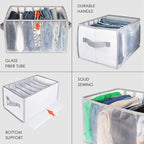 Univivi Clothes Drawer Organizer Wardrobe Clothes Organizer for Folded Clothes, 7 Grids Upgraded Large Capacity Drawer Organizers for Jeans, Pants, Sweaters, T-Shirt, Underwear - Set of 2