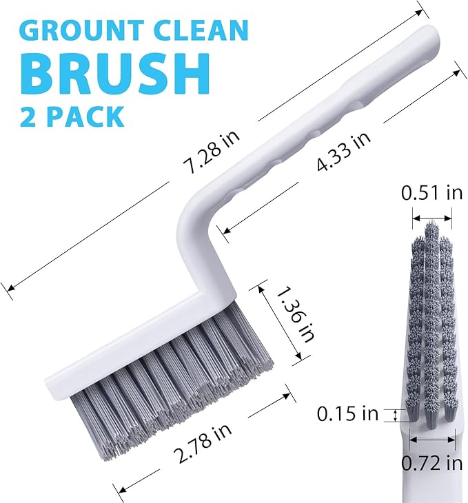 Grout Cleaner Brush V Shape, Stiff Grout Cleaning Brushes for Tile Floor, Handheld Grout Scrub Brush Set for Shower, Bathroom, Kitchen, Household Use,2 pcs