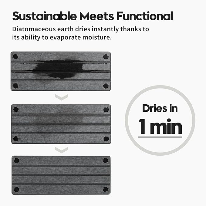 Sink Caddy Kitchen Sink Organizer, Water Absorbing Stone Tray for Sink,Diatomite Bathroom Counter Tray,Faucet Drying Mat Protector Coaster Soap Dish Rack Riser Vanity Dispenser Sponge Holder,10" x 4"