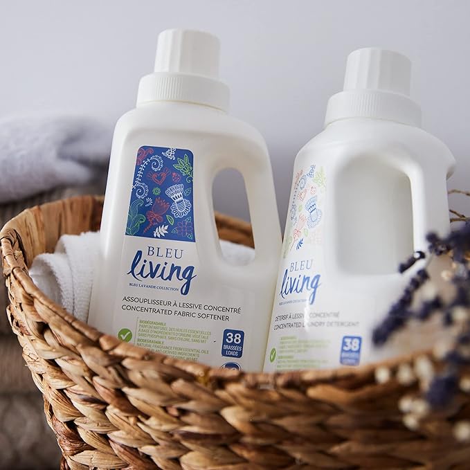 Bleu Lavande - 3-Pack Natural Fabric Softener – Concentrated Lavender Liquid Softener - Biodegradable, Eco-friendly, Hypoallergenic - Chloride & Phosphate-free - Aromatherapy - (38 loads-950 ml) x3