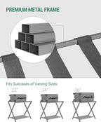 Hzuaneri Luggage Rack, Folding Suitcase Stand for Guest, Foldable, Luggage Holders with Shelf, Steel Frame with Nylon Straps for Bedroom, Hotel, Holds up to 154 lb, Grey,1 Pack LR03899G