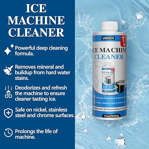 USKICH Ice Machine Cleaner Maker Descaler-68 fl oz Nickel Safe Descaler Ice Maker Cleaner Compatible with Whirlpool,Scotsman,KitchenAid, Affresh,Hoshizaki,GE Opal Cleaning Kit (4 Pack)