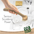 LOLA Products Eco Clean Bamboo Dish Brush | Multipurpose, Eco-Friendly | Durable Ergonomic Renewable Bamboo Handle for Maximum Cleaning Torque | Fibers Made from Recycled Soda/Water Bottles - 1 CT