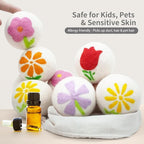 Wool Dryer Balls 6 Pack - 3 Inch XL, Dryer Balls Laundry Reusable with Unique Petal Embroidery, Natural Fabric Softener, Reduce Drying Time and Prevent Wrinkles