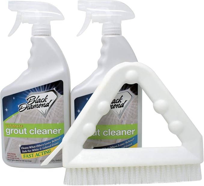 Ultimate Grout Cleaner for Tile Floors Blasts Away Years of Dirt and Grime. Heavy Duty Spray Cleaning Solution. Safe for Colored Grout and Natural Stone. Professional Results 2-QTS W Brush