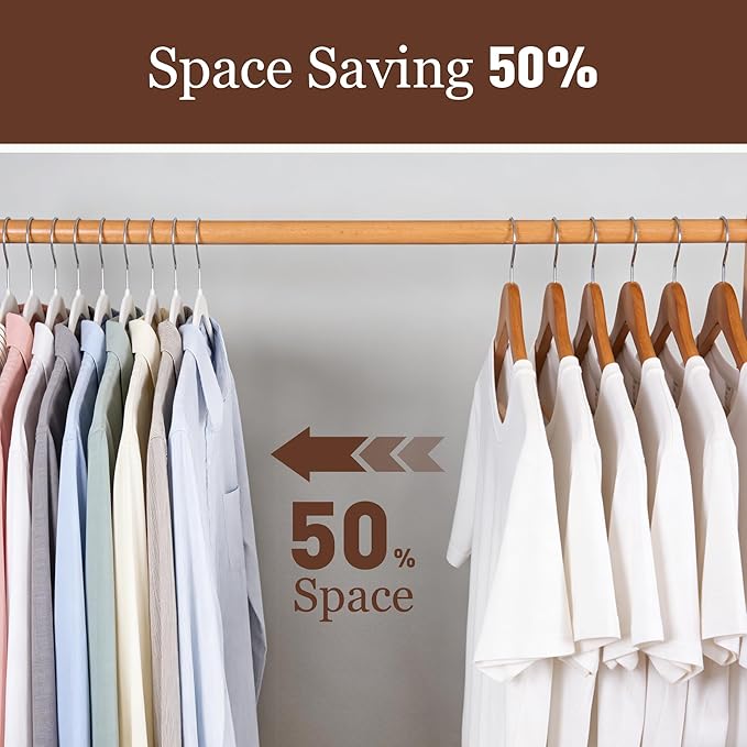 Velvet Hangers 50 Pack, Slim Non-Slip Clothes Hangers Space-Saving for Closet, Heavy Duty for Pants, Coats, Skirts, Jeans, Sweaters and More, Nylon-Flocked, White