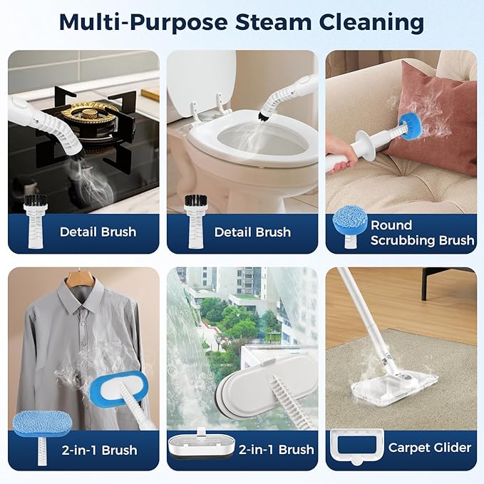 Steam Mop All-in-one for Floor Cleaning, MultiPurpose Steam Cleaner for Home with LED display screen, Detachable Handheld Floor Steamer with Scent Container and strap for Hardwood,Tiles and Carpet