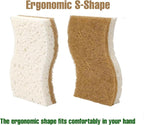 Natural Sponges Kitchen - 6 X-Large Biodegradable Non-Scratch Dish Scrubber, Multipurpose Compostable Sponges for Dishes, Cleaning Scrub Sponge Brush for Dishwashing