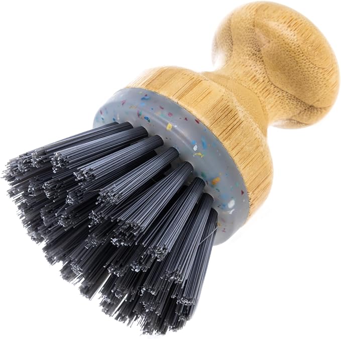 Beille 1pc Dish Brush with Bamboo Palm Handle and Heavy Duty Bristles Kitchen Essentials
