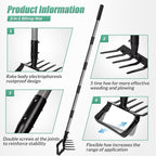 Suchtale 82 Inch Stirrup Hoe and 5-Tines Rake, Action Hoe for Weeding, 2 in 1 Scuffle Hoe with 37-82" Adjustable Handle, Cultivator for Loosening Soil, Loop Hoe for Garden Weeding and Planting