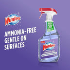 Windex Glass and Window Cleaner Spray Bottle, Ammonia Free, Packaging Designed to Prevent Leakage and Breaking, Crystal Rain Scent, 32 Fl Oz