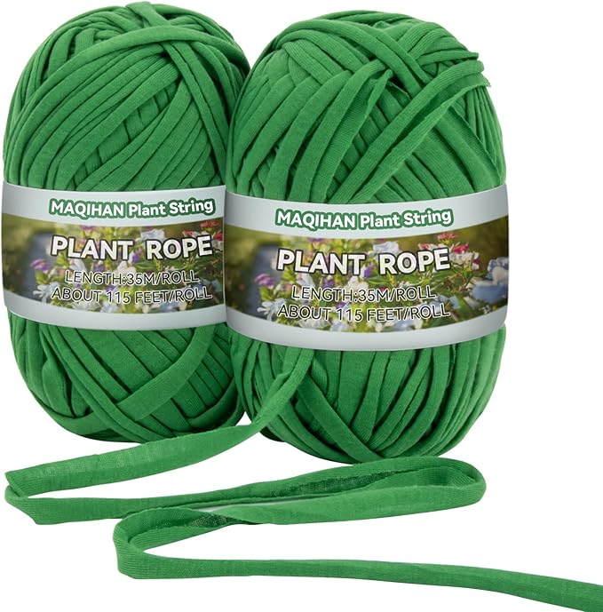 MAQIHAN 2 Pack Garden String - Plant Ties, Garden Twine, Gardening Tape, Tree Support, Stretchy Trap for Trees,Flowers,Green Soft Ties for All Plants All Gardeners(35M/Roll,115FT)