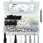 Dry Wall Anchors and Screws Kit, 200PCS Self Drilling Wall Anchors and Screws for Drywall,Sheetrock,Hollow Door,Plaster Wall - Zinc Metal & Nylon Plastic Assortment Drywall Anchors and Screws Kit