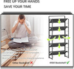 4NM No-Assembly 5 Tiers Folding Bookshelf Storage Shelves Vintage Bookcase Standing Racks Study Organizer Home Office (All Black)