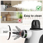 Handheld Steam Cleaner, Pressurized Multi-Purpose Natural Steamer with 12 pcs Accessories, Steamer for Cleaning Car, Bathroom Counter Top, Shower, Upholstery, Couch, Tile Grout, Window, Grease