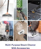 Steam Mop Cleaner with Detachable Handheld Steamer, 20 in 1 Steam Cleaner with Multiple Accessories, Detachable Water Tank, Microfiber Pads for Floor, Tiles, Carpet and Grout Cleaning (Grey)