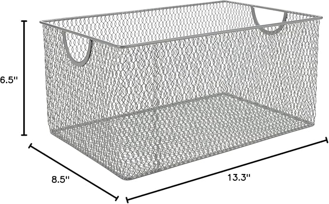 YBM HOME Kitchen Pantry Organizer Wire Baskets for Shelves, Cabinets, Pantry, Countertop, Mesh Open Storage Bin Metal Basket for Organizing Food Supplies, 6 Pack, 13.3x8.5x6.5