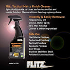 Flitz Flat Matte Finish Cleaner - 16oz Bottle of USA-Made Vinyl Wrap Spray to Easily Remove Grease, Wax, Dust, & More - Quick Drying Matte Paint Cleaner - Ideal for Cars, Motorcycles (12 Pack)