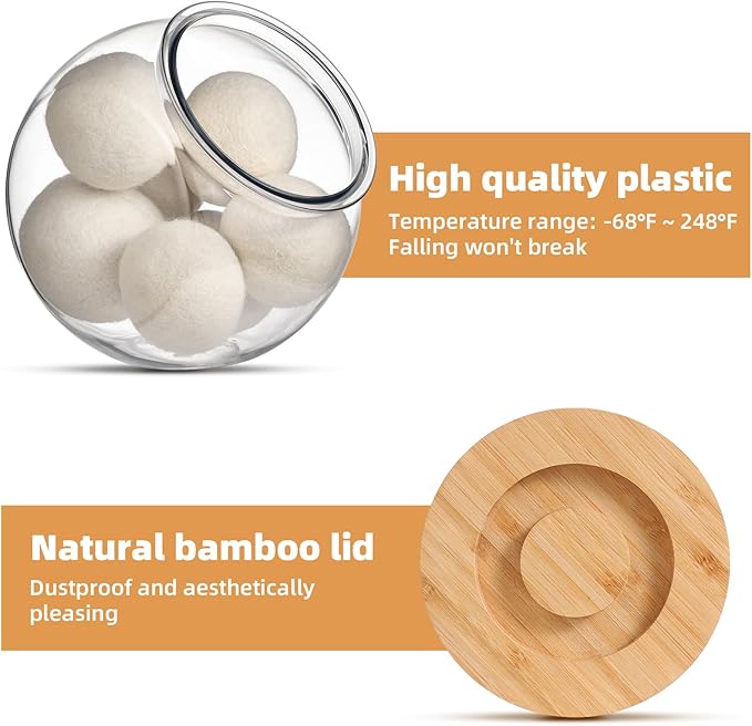 SUBEKYU Dryer Ball Holder for Laundry Room Organization,0.85 Gallon Laundry Pods Container ,Plastic Dishwasher Pods Dispenser,Laundry Pods Holder Dispenser,Laundry Room Organizer(No Dryer Balls)