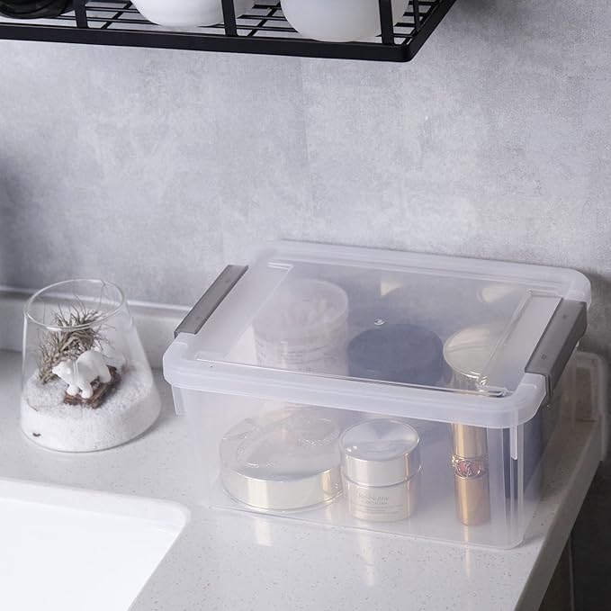Citylife 8 Packs Small Storage Bins with Lids 3.2 QT Plastic Storage Containers for Organizing Stackable Clear Storage Boxes