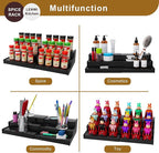 Spice Rack Organizer for Cabinet 2Pack, 3 Tier Expandable Bamboo Spice Storage, Great for Kitchen Cabinet, Cupboard,Pantry and More(Black)