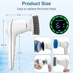 Electric Spin Scrubber, Cordless Shower Scrubber Handheld Electric Spin Scrubber for Cleaning with Display IPX7 Waterproof, Electric Cleaning Brush with 7 Replaceable Heads for Kitchen Tub Tile Sink