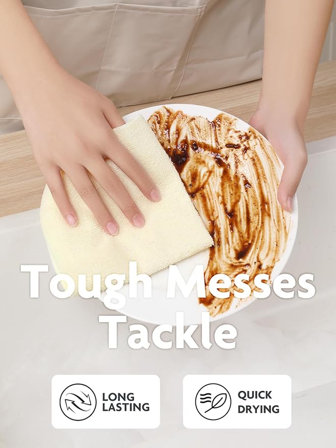 Fantasticlean Microfiber Cleaning Cloth Roll -75 Pack, Tear Away Microfiber Towels, 12" x 12", Reusable, Washable, Scratch Free, Ultra Absorbent Dishcloth for Home Supplies, Car, Pet, Kitchen (Beige)