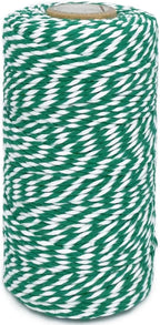 Cotton Twine Green and White Baker String 2mm Thick 328 Feet Christmas Twine for Gift Wrapping DIY Crafts Home Decoration Gardening