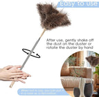 THARAHT Extendable Ostrich Feather Duster up to 27-94 inches Fluffy Feathers Long Handle Reusable for Cleaning Ceiling Fan Pendant lamp High Ceiling Blinds Furniture Feather Duster