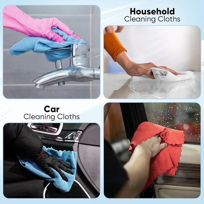 Orighty Microfiber Cleaning Cloths, 75 Sheets Shop Towels, Reusable Paper Towels Shop Rags, Washable Microfiber Towel Roll Cleaning Rags for Cars, House, Kitchen, 11.5’’ x 11.5’’, Red