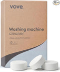 Vove Washing Machine Cleaner Tablets, 12 Count - Deep Clean Descaler for Odor, Residue and Hard Water - Enzyme and Oxygen-Powered Formula, Front Load and Top Load, FSC-Certified Kraft Packaging