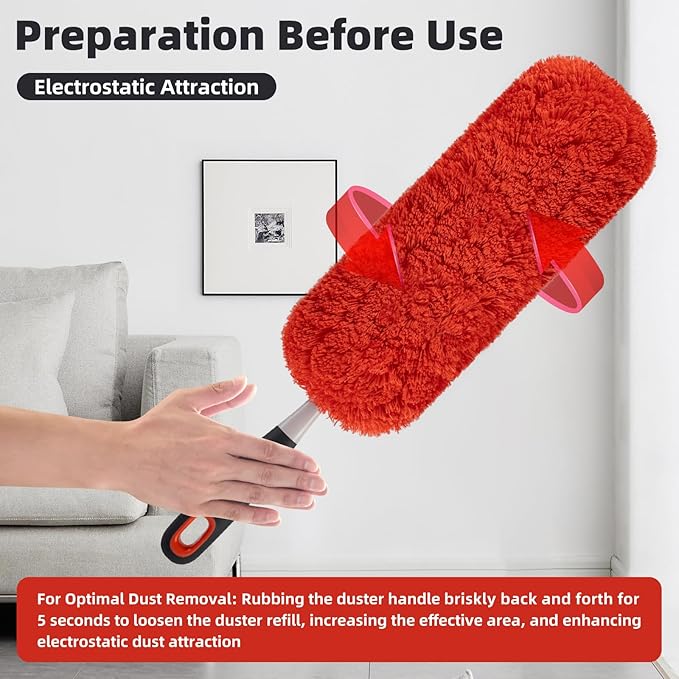 LOVECO Reusable Microfiber Duster Refills Compatible with OXO & MR.SIGA Dusters – 2 Pack Washable Duster Replacement Heads for Scratch-Free Dust and Hair Cleaning (Handle Not Included)