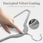 Velvet Hangers 30 Pack, Slim Non-Slip Clothes Hangers Space-Saving for Closet, Heavy Duty for Pants, Coats, Skirts, Jeans, Sweaters and More, Nylon-Flocked, Grey